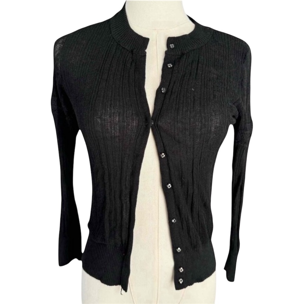 Free People Black Lace Linen Cardigan Sweater Fairygrunge Gothic Witchy Feminine